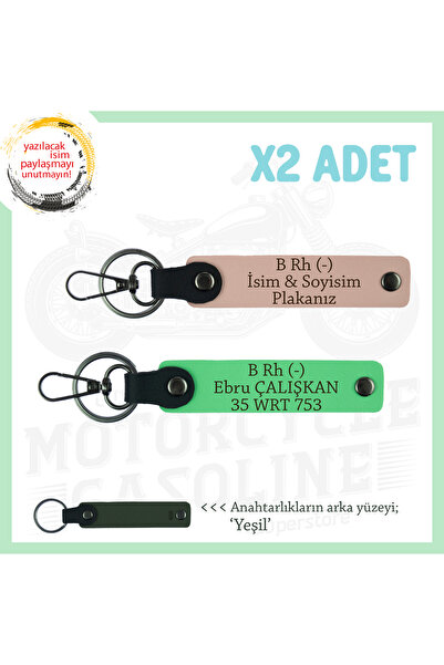 Asortishey Name Plate and B Rh (-) Blood Group Written X2 Keychain, Yavruağzı...