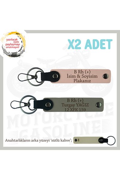 miawiki Name Plate and B Rh (+) Blood Group Written X2 Keychain Set, Yavruağzı-Ash Grey-Sk, Special for Master Driver