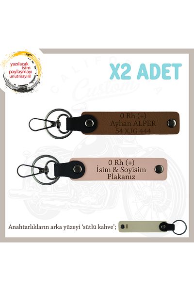 miawiki Name Plate and 0 Rh (+) Blood Group Processed 2 Keychain, Yavruağzı-Coffee-Sk, Biker Style Special