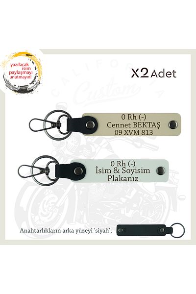 Miaju Keychain Set of 2 with Nameplate and 0 Rh (-) Blood Type Lettering to Fit All Keys, White-S Brown-Syh