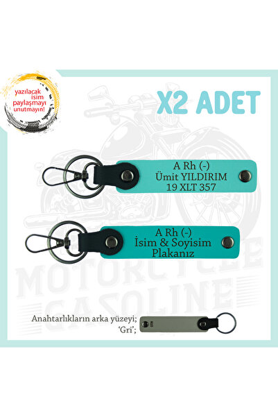 Asortishey A- Emergency X2 Keychain with Blood Type Written, K Turquoise-Turq...