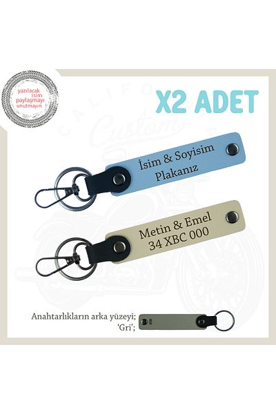 Miaju Special for Drivers, Meaningful Gift X2 Keychain with Name and Plate X2, Blue-S Brown-Gr