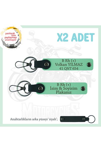 miawiki Name Plate and Meaningful Gift with B Rh (+) X2 Keychain, Green-Syh, Special for Legendary Motorcyclists