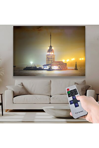 EMYA HOME Led Işıklı Uzaktan Kumandalı Kız Kulesi Kanvas Tablo