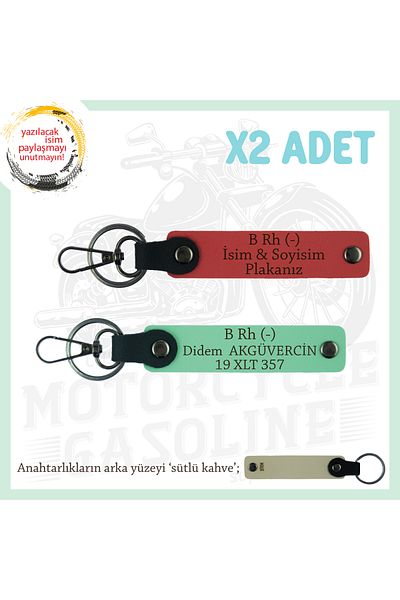 miawiki Name Plate and B Rh (-) Blood Group Written Personal Leather X2 Keychain, Pomegranate Flower-Green-Sk, for Dad