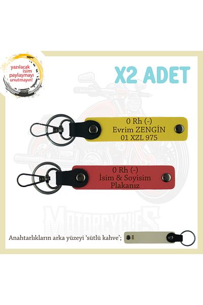 miawiki Name Plate and 0 Rh (-) Blood Group Written Gift Leather X2 Keychain, Pomegranate Flower-Yellow-Sk, for Bikers
