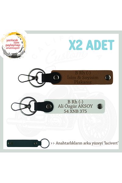 miawiki B(-) Personalized X2 Keychain with Blood Group Written, Coffee-White-Navy, Special Name Plate for Motorcyclists