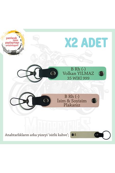 miawiki B- Blood Group Written Special Design X2 Keychain, Yavruağzı-Green-Sk, Special Name Plate for Motor Lovers