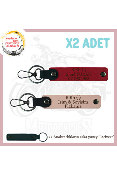 Miaju Biker Gift, Leather X2 Keychain with Name Plate and B Rh (-) Blood Type...