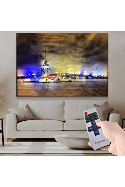 EMYA HOME Led Işıklı Uzaktan Kumandalı Kız Kulesi Kanvas Tablo