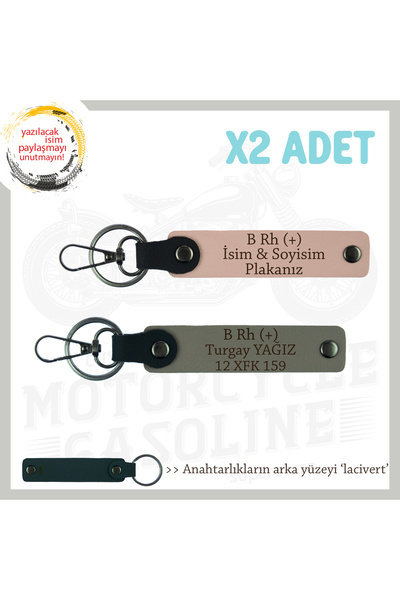 Asortishey 2-Piece Keychain, Yavruağzı-Ash Gray-Lacquer, Special Name Plate B...