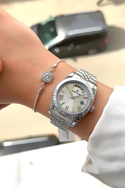 Daniel Klein 100% Original Women's Watch Silver Color Stainless Steel Band Bracelet Gift