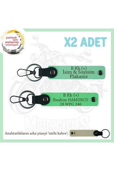 miawiki Name Plate and B Rh (+) Blood Group Written X2 Keychain, Green-F Green-Sk, Dedicated to Motorcycle Lovers