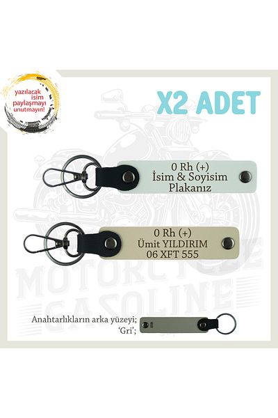 Miaju Motorcycle Adventurers, Nameplate and 0 Rh + Blood Group Emergency Keychain X2, White-S Coffee-Gr