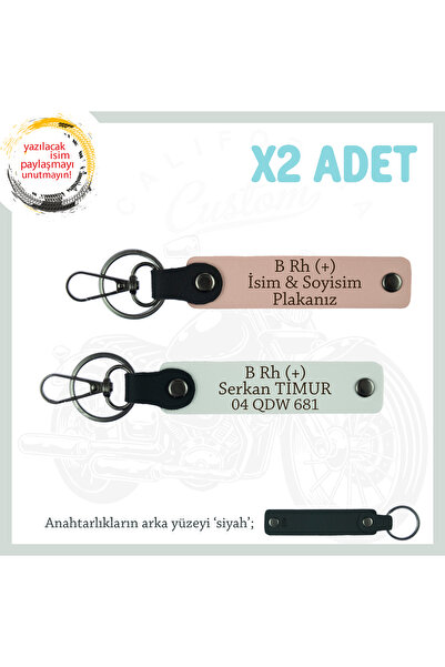 Miaju Motorcycle Sevene, Leather 2'Li Keychain with Name Plate and B Rh (+) B...