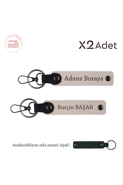 miawiki Set of 2 Keychains with First Name & Last Name, Powder-Black, February 14 Gift for Couples