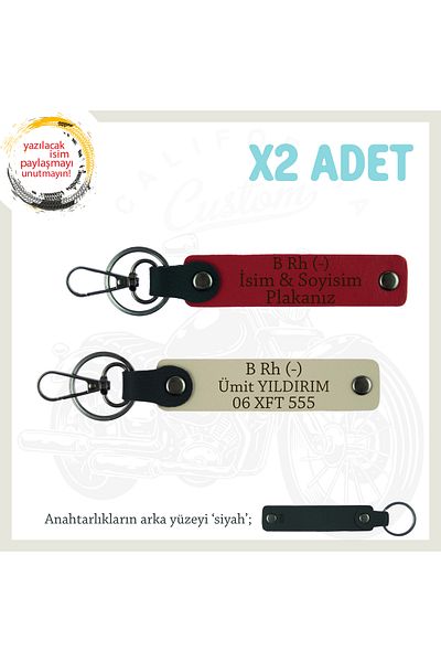 Miaju Custom Name Plate for Biker Friends, B Rh - Gift with Blood Type Lettering X2 Keychain, Red-S Coffee-Syh