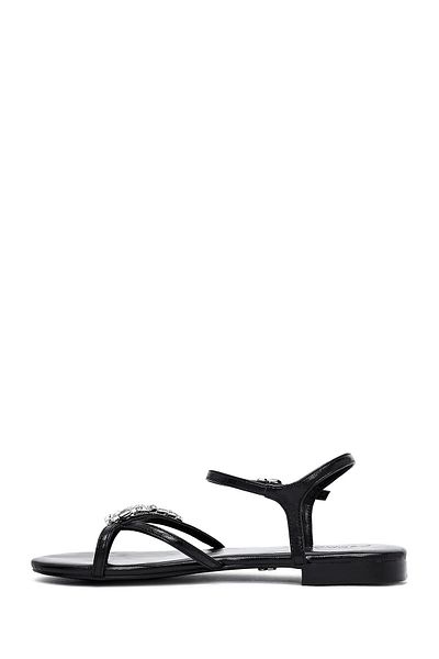 Derimod Women's Black Stone Flip Flops Sandals 25Sfe482914