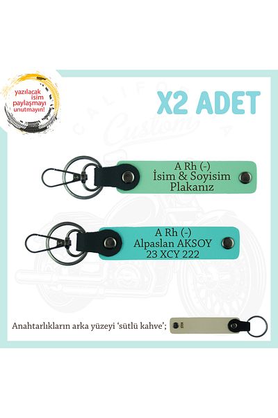 miawiki Name Plate and a Rh (-) Blood Group Written X2 Keychain Suit, Green-Turquoise-Sk, Special for Motor Lovers