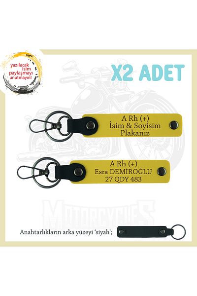 miawiki 2-Piece Keychain, Yellow-Syh, Meaningful Gift for Getting Your First Car Name Plate a Rh (+) Blood Group Written