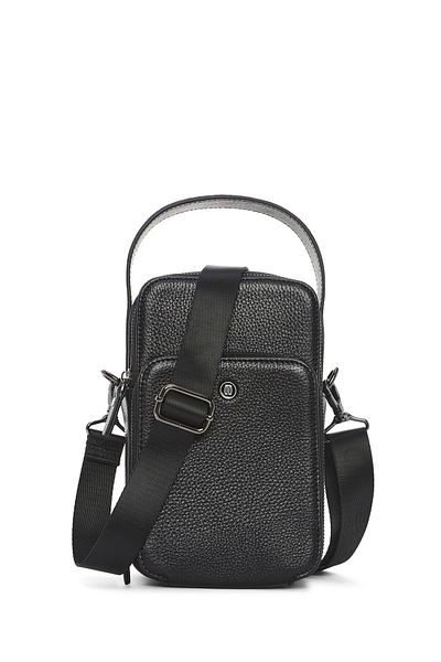 Derimod Men's Black Long Strap Leather Handbag 25Sbd3501Ft