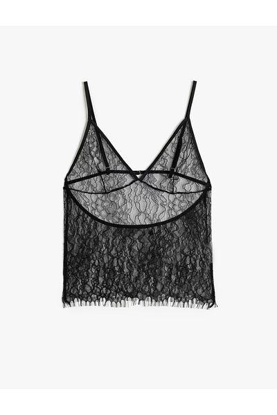 Koton New Season Transparent Lace Thin Strap Tank Top