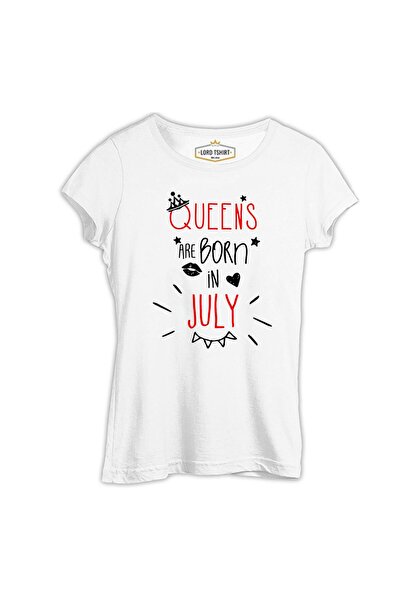 Lord T-Shirt تيشيرت نسائي أبيض بطبعة "الملكات مواليد يوليو"