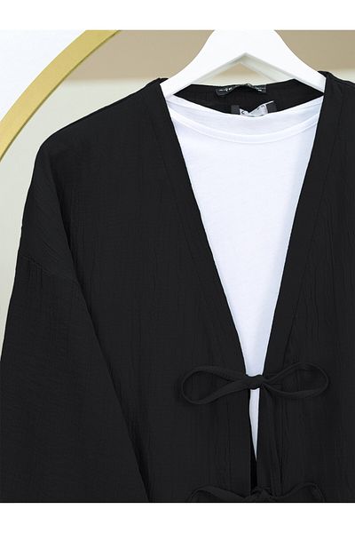 Modamorfo Crinkle Suit with Double Lace-Up Trousers - Black