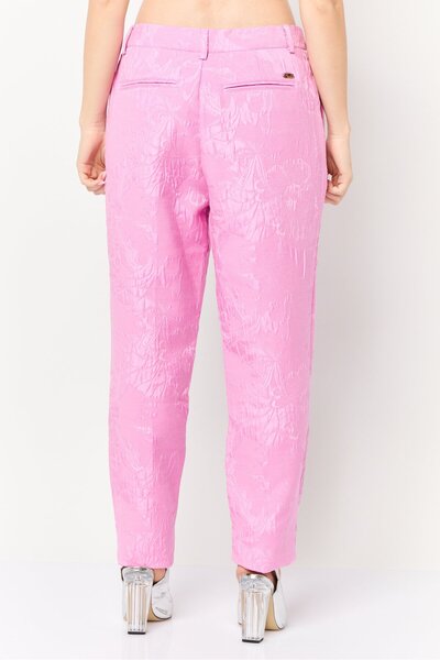 Scotch & Soda Women Slim Fit Floral Print Straight Leg Pants, Pink