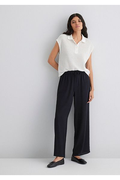 Mavi Schwarze Hose mit weitem Bein -1010682-900