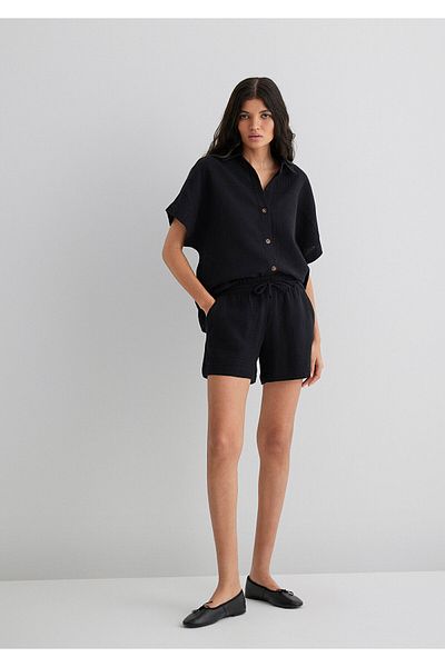 Mavi Strukturierte schwarze Shorts 1410132 -900