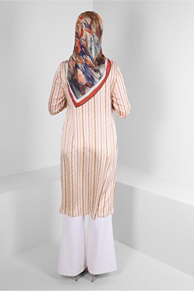 Alvina Striped Buttoned Pocket Detailed Tunic 43707