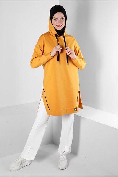Alvina Stone Printed Hooded Tracksuit Tunic - 43554
