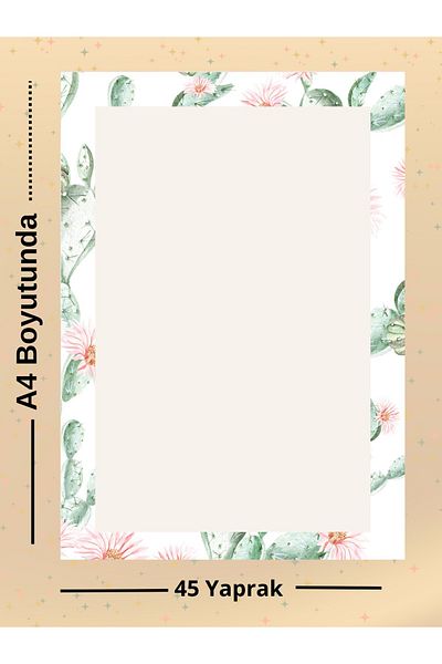 Ez&Tu Stıcker Our Cactus Notepad Set A4-A5-Size Notepad -Notepad School