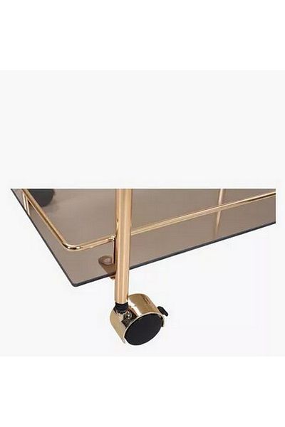 private house Taiwanese steel glass tea trolley, rose color