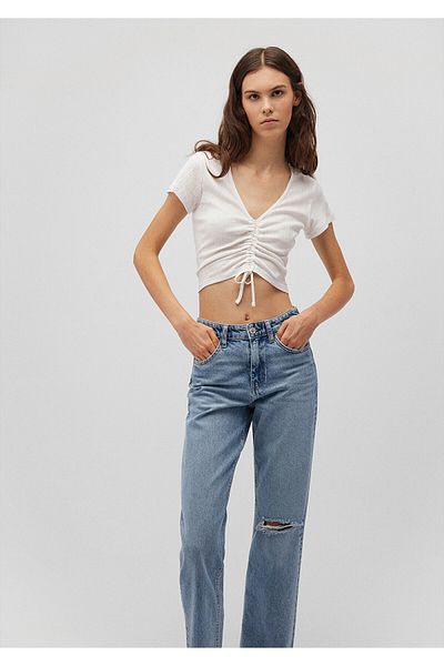 Mavi Crop Top alb adunat Slim Fit / Slim Fit 1612670 -70057