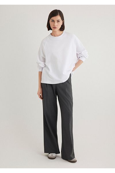 Mavi Weißes Basic-Sweatshirt mit Rundhalsausschnitt 1s10161-620