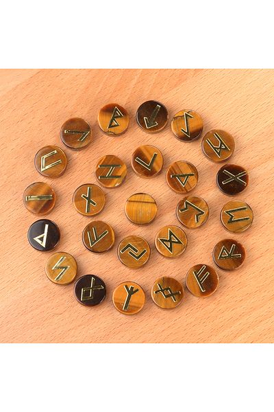 Choice 16-19mm Tiger Eye Stone 25pcs/set Natural Stone Crystal Agate Lun Letter Perforated Round Plate Heal