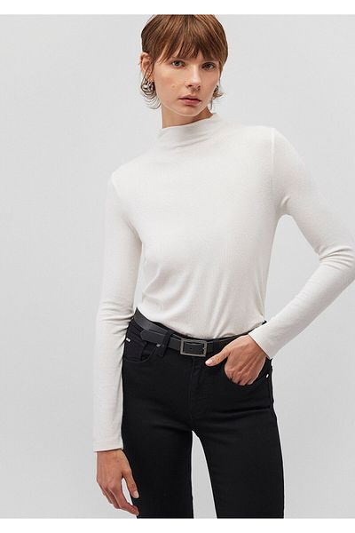 Mavi Tricou alb cu guler în picioare Slim Fit / Slim Fit 1612787 -70057