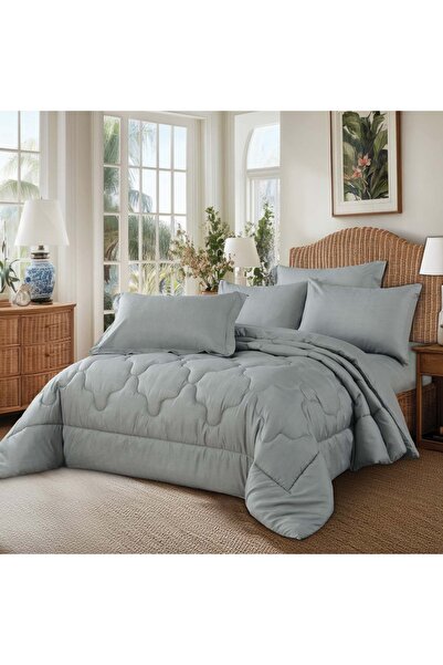 Alhabib bedding مفرش نوفا صيفي كوين مقاس 200x150 سم رصاصي غامق برسومات الزهور...
