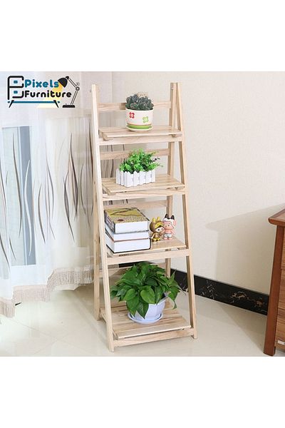 PixelsFurniture Pixel Furniture 4-Tier Foldable Wooden Ladder Rack, Multi-Purpose