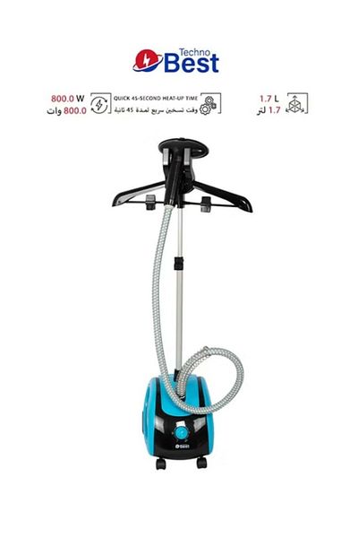 Techno Best Vertical Hanging Garment Steamer 1.7 L , 800 W , Blue/black - Bgs-002