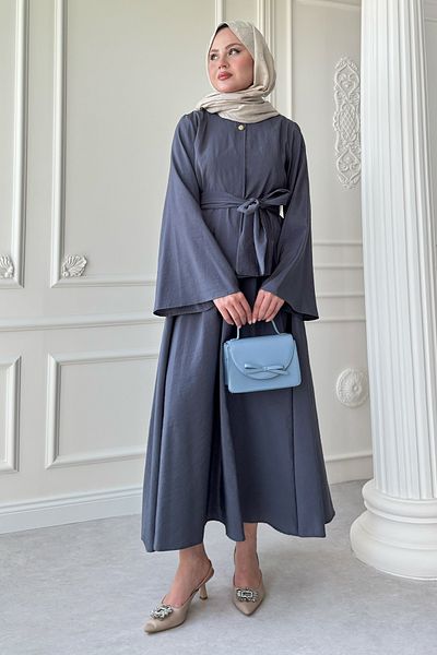 InStyle Σετ φούστας Modal Grey με φαρδύ μανίκι