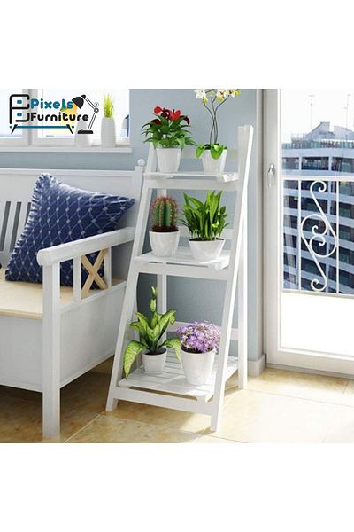 PixelsFurniture Pixel Furniture 3-Tier Foldable Wooden Ladder Rack, Multi-Purpose