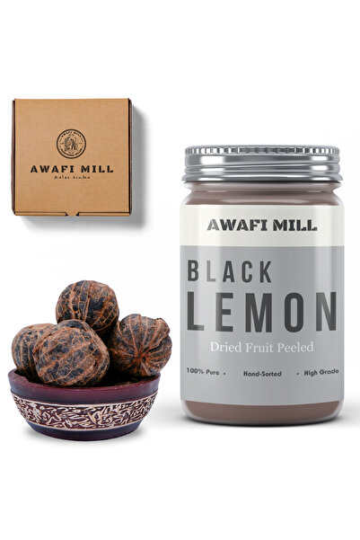 AWAFI MILL ليمون أسود مجفف ومقشر | ليمونة كاملة - زجاجة ١٠٠ غرام / ٣.٥ أونصة