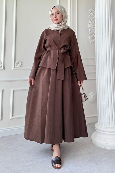 InStyle Φαρδύ μανίκι Modal Bitter Brown Φούστα