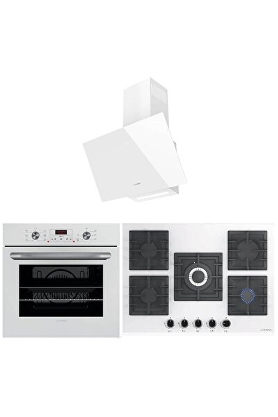 LANOVA İnci 3206W01 - G17402-105 - 3220W6 5'li Kare Beyaz Cam Ankastre Set