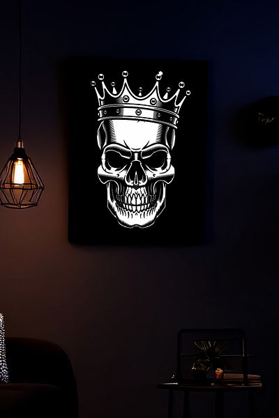 Angels Passion Ανακλαστικό Crown Skull Μαύρο Γοτθικό Πίνακας με φόντο από πλεξιγκλάς