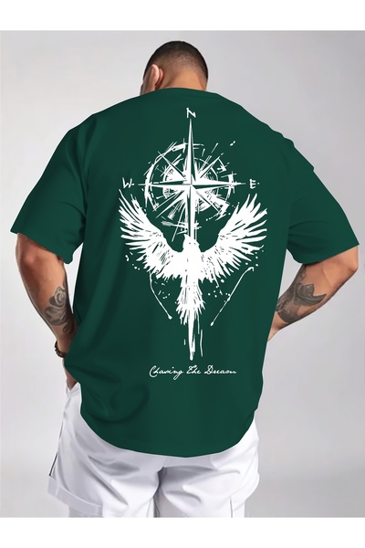 LAND MODA Το μοντέρνο μπλουζάκι με το σχέδιο «Dreaming» - ο άγγελος και η πυξίδα