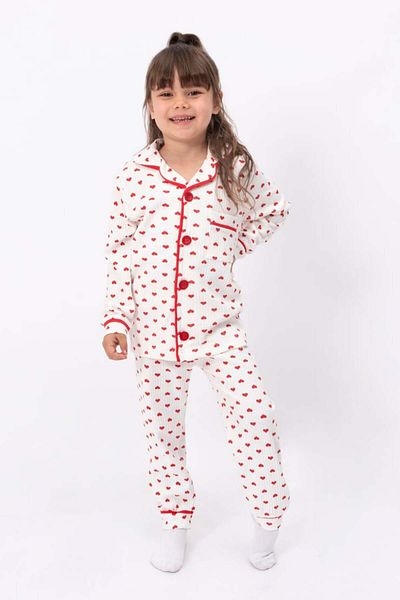 Lolons Heart Printed Girl's Pajama Set